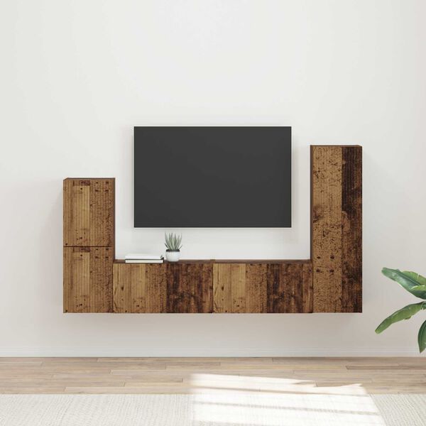 vidaXL TV Cabinet Set Wall-mounted 4 pcs Old Wood Engineered Wood
