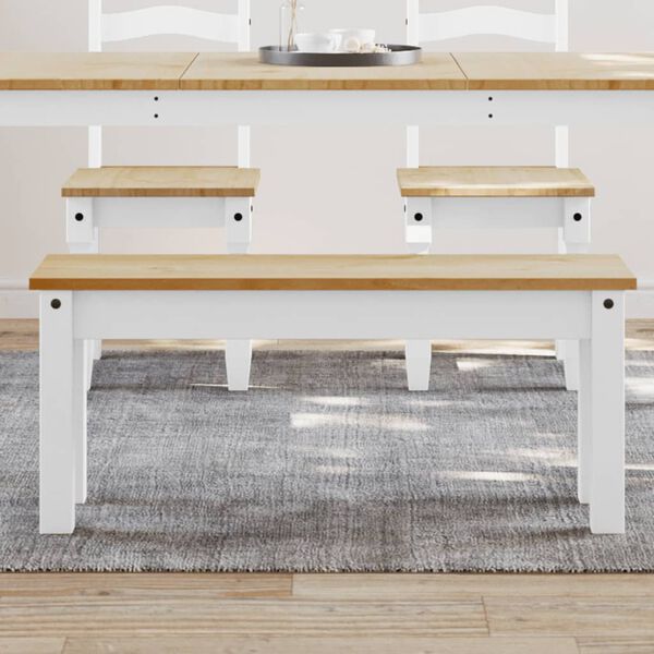 vidaXL Dining Bench Panama White 105x30x45 cm Solid Wood Pine