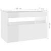 vidaXL Bedside Cabinet & LED Lights High Gloss White 60x35x40 cm