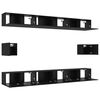 vidaXL TV Cabinet Set Wall-mounted 8 pcs Black Oak Engineered Wood