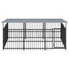 vidaXL Outdoor Dog Kennel with Roof Steel 5.63 m&sup2;