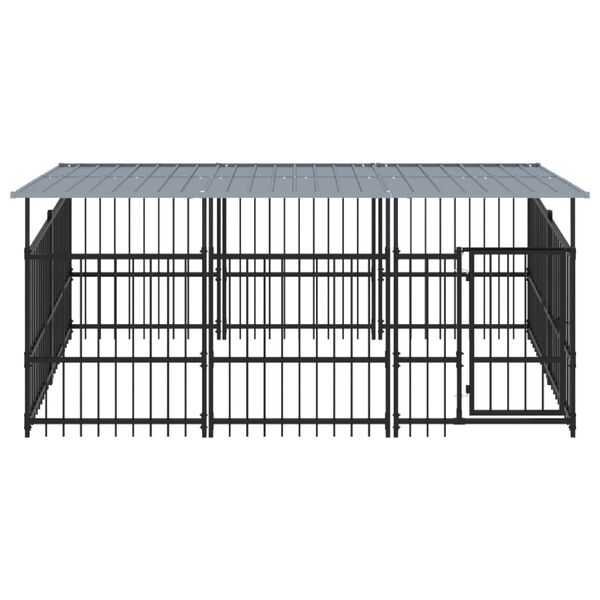vidaXL Outdoor Dog Kennel with Roof Steel 5.63 m&sup2;