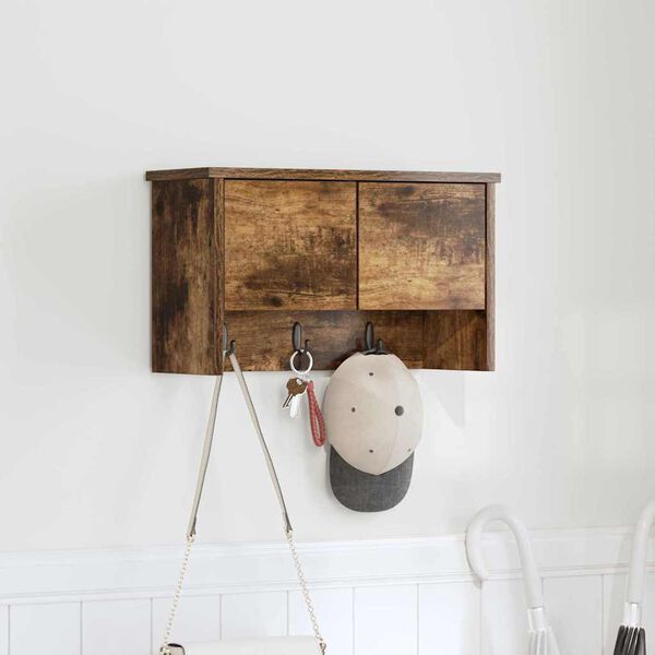 vidaXL Wall-Mounted Coat Rack with Shelf Smoked Oak 50 x 20 x 30 cm