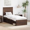 vidaXL Bed Frame with Headboard Brown Oak 75 x 190 cm Solid Pine Wood