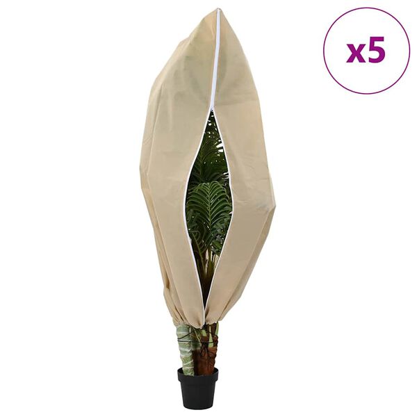 vidaXL Frost Protection Plant Fleece Covers 5 pcs Beige 1.55 x 1.55 m