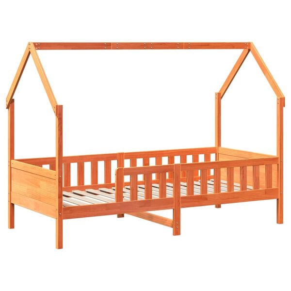 vidaXL Kids' House Bed Frame without Mattress Wax Brown 80x200 cm Pine