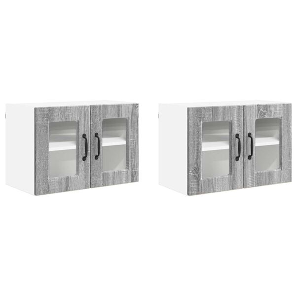 vidaXL Kitchen Cabinet with Shelf 2 pcs Grey Sonoma 60 x 31 x 40 cm