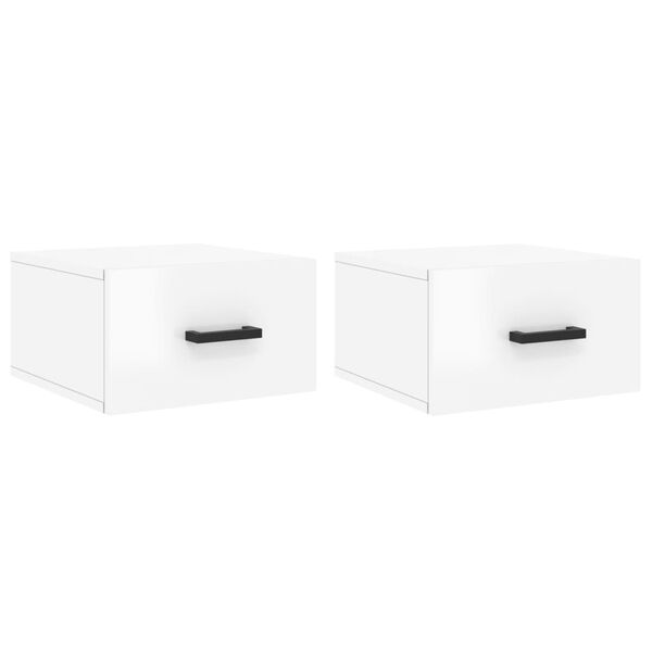 vidaXL Wall-mounted Bedside Cabinets 2 pcs High Gloss White 35x35x20 cm