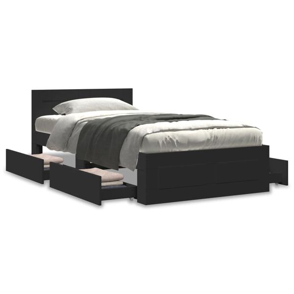 vidaXL Bed Frame with Headboard without Mattress Black 90x200 cm