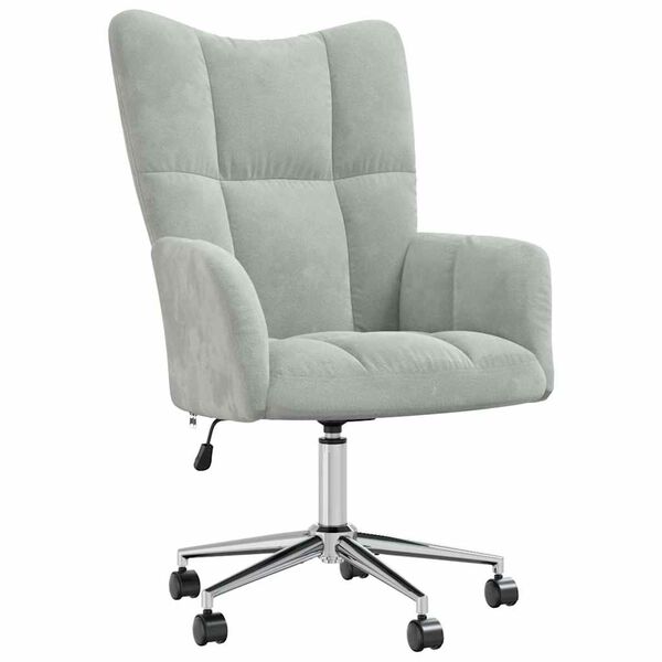 vidaXL Relaxing Chair with Wheel Light Grey 69 x 61.5 x 102 cm Velvet