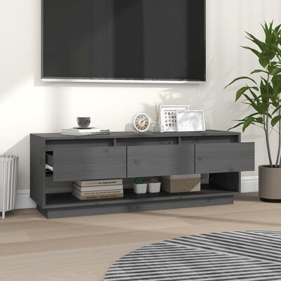 vidaXL TV Cabinet Grey 110.5x34x40 cm Solid Wood Pine