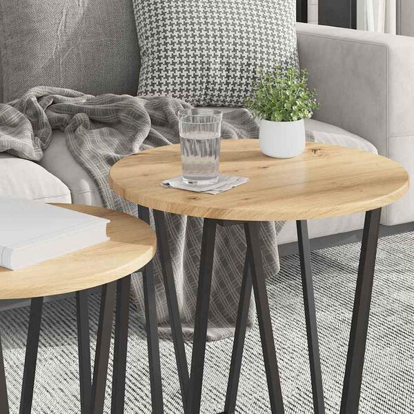 vidaXL Side Table Set 2 pcs Artisan Oak and Black