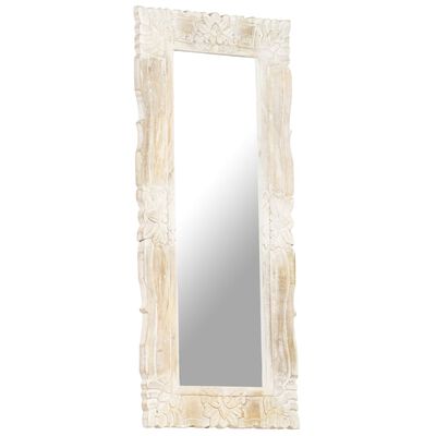 vidaXL Mirror White 110x50 cm Solid Mango Wood