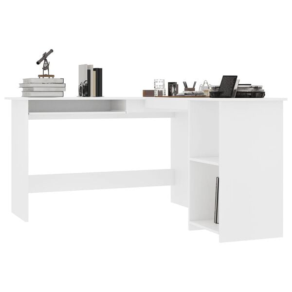 vidaXL L-Shaped Corner Desk White 120x140x75 cm Engineered Wood
