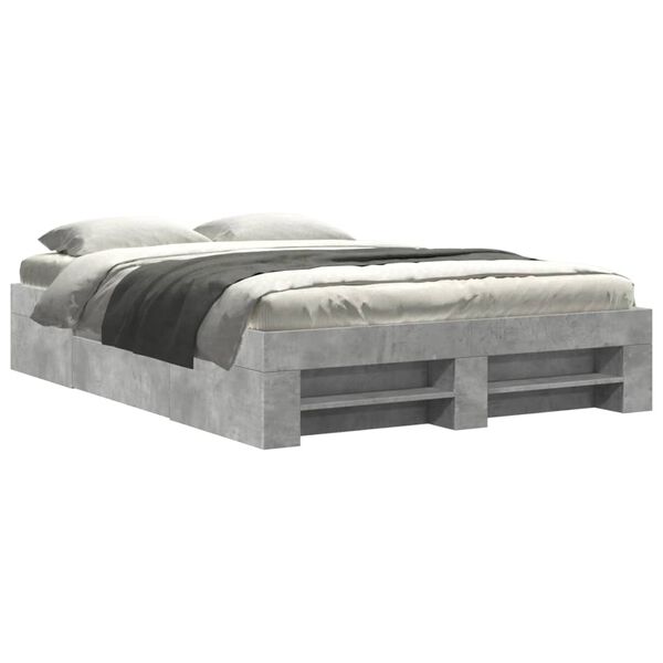vidaXL Bed Frame without Mattress Concrete Grey 140x200cm Engineered Wood