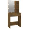 vidaXL LED Dressing Table with Cabinet Smoked Oak Engineered Wood