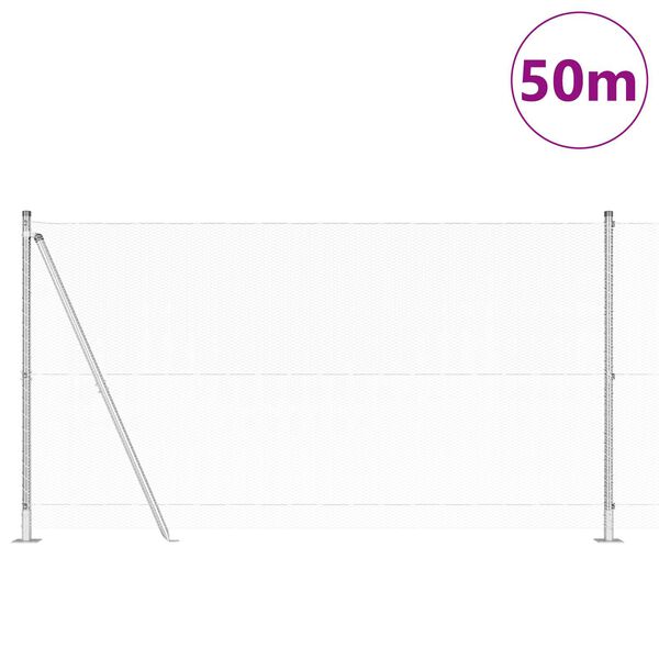 vidaXL Fence Post Silver 50 x 1.2 m (13 mm mesh) Steel