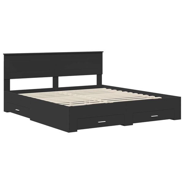 vidaXL Bed Frame Black and Silver 200 x 200 cm Engineered Wood