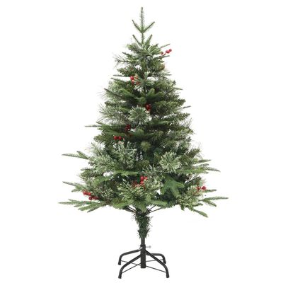 vidaXL Pre-lit Christmas Tree with Pine Cones Green 120 cm PVC&PE