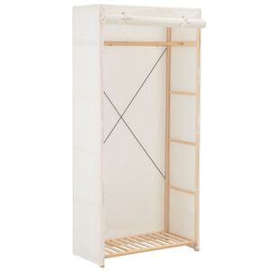 vidaXL Wardrobe | White | Fabric and solid fir wood frame | 79 x 40 x 170 cm