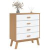 vidaXL Drawer Cabinet OLDEN White and Brown Solid Wood Pine
