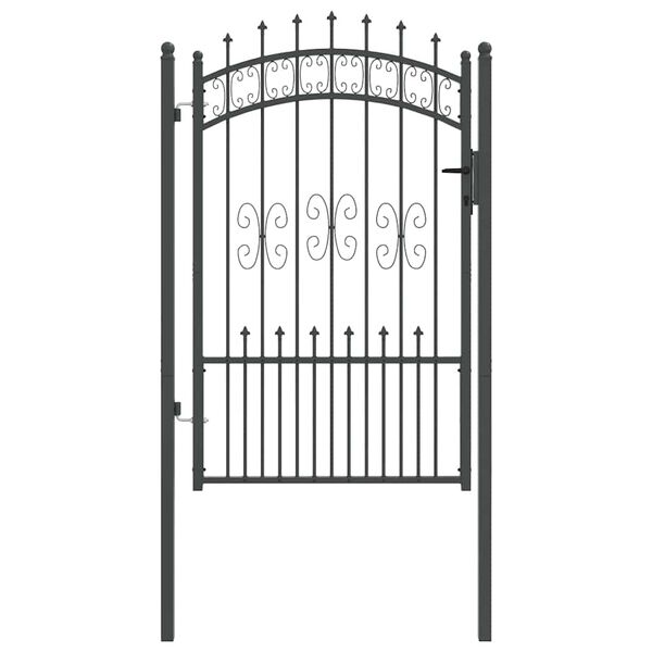 vidaXL Fence Gate with Spear Top Black 103x150 cm Powder-coated Steel