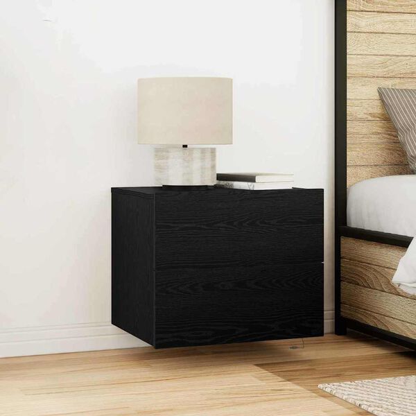 vidaXL Bedside Cabinet Black Oak 50 x 39 x 41 cm Engineered Wood