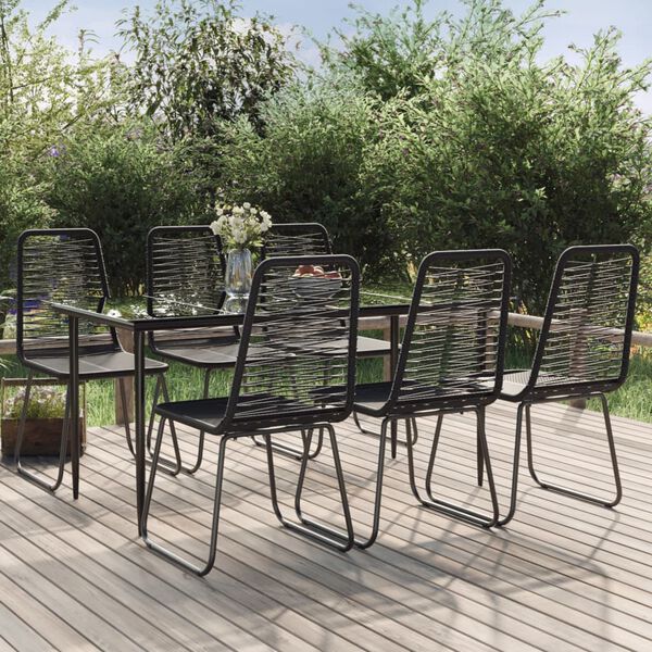 vidaXL 7 Piece Garden Dining Set Black
