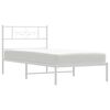 vidaXL Metal Bed Frame without Mattress with Headboard White 75x190cm