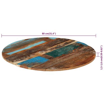 vidaXL Round Table Top 80 cm 15-16 mm Solid Reclaimed Wood