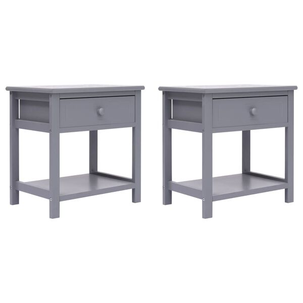 vidaXL Nightstands 2 pcs Grey 40x29x42 cm Paulownia Wood