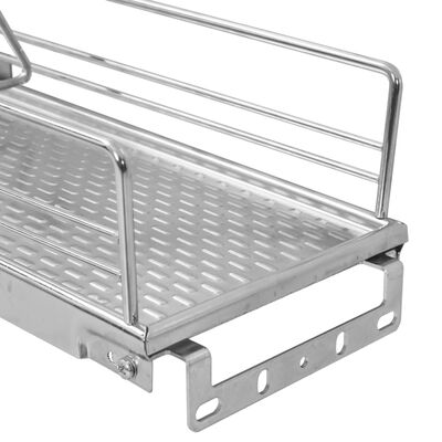 vidaXL 2-Tier Pull-out Kitchen Wire Basket Silver 47x15x54.5 cm