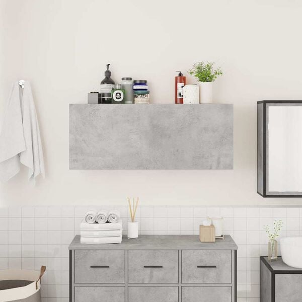 vidaXL Bathroom Wall Cabinet Concrete Grey 100x25x40 cm Engineered Wood