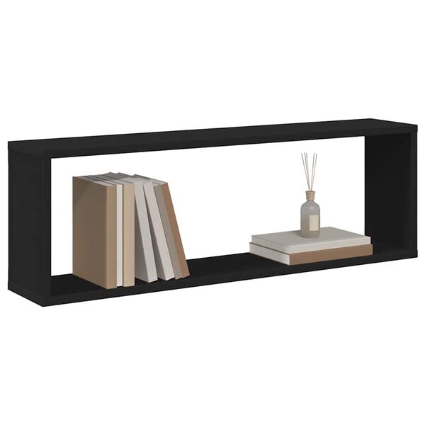 vidaXL Wall Cube Shelf 4 pcs Black 80x15x26.5 cm Engineered Wood