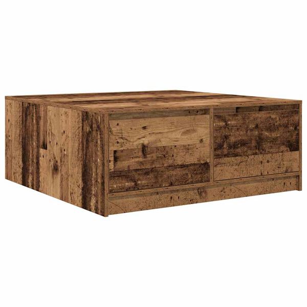 vidaXL Coffee Table with Drawers Old Wood 100x100x40 cm