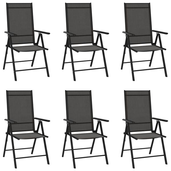 vidaXL Folding Garden Chairs 6 pcs Textilene Black