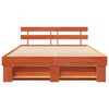 vidaXL Bed Frame with Headboard Wax Brown 160 x 200 cm Solid Pine Wood
