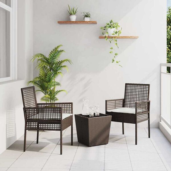 vidaXL Garden Bistro Set 3 pcs Brown Poly rattan