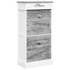 vidaXL Shoe Cabinet | Grey and white | Solid Paulownia wood | 50x28x98 cm