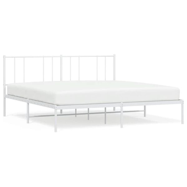 vidaXL Metal Bed Frame without Mattress with Headboard White 200x200cm