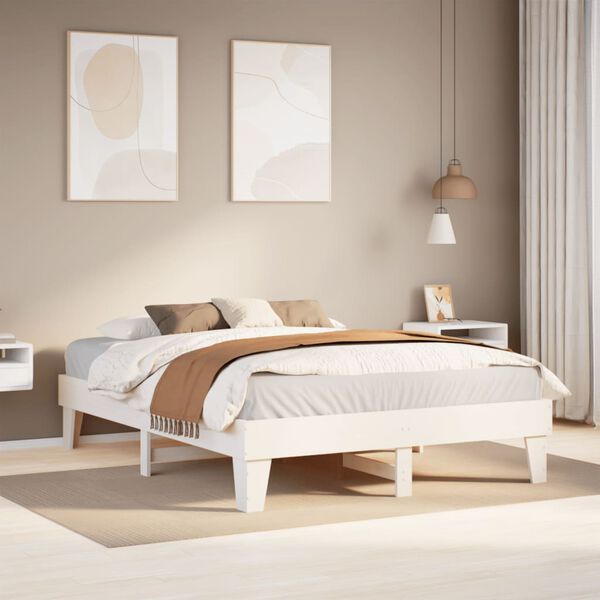 vidaXL Bed Frame without Mattress White 140x190 cm Solid Wood Pine