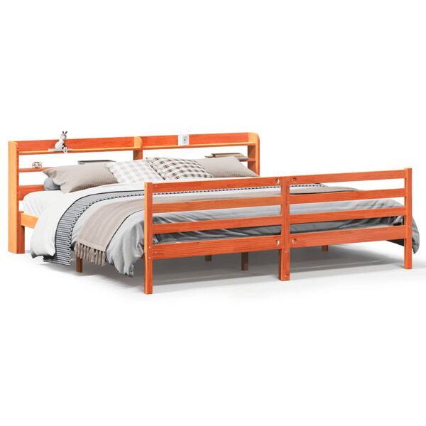 vidaXL Bed Frame without Mattress Wax Brown 180x200 cm Super King Solid Wood Pine