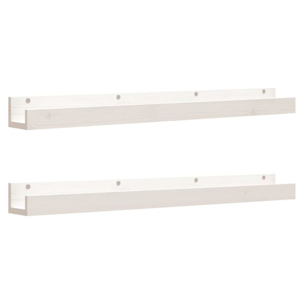 vidaXL Wall Shelves 2 pcs White 110x12x9 cm Solid Wood Pine