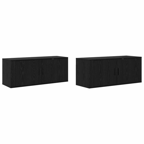 vidaXL Wall-mounted TV Cabinet Set 2 pcs Black Oak 100 x 34.5 x 40 cm