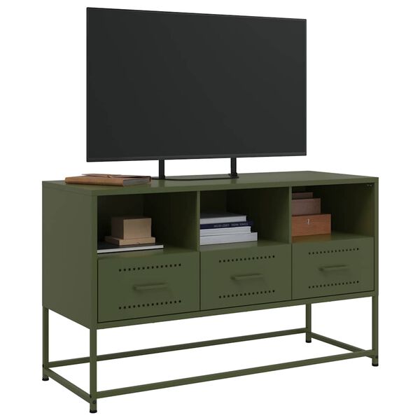 vidaXL TV Cabinet Olive Green 100.5x39x60.5 cm Steel