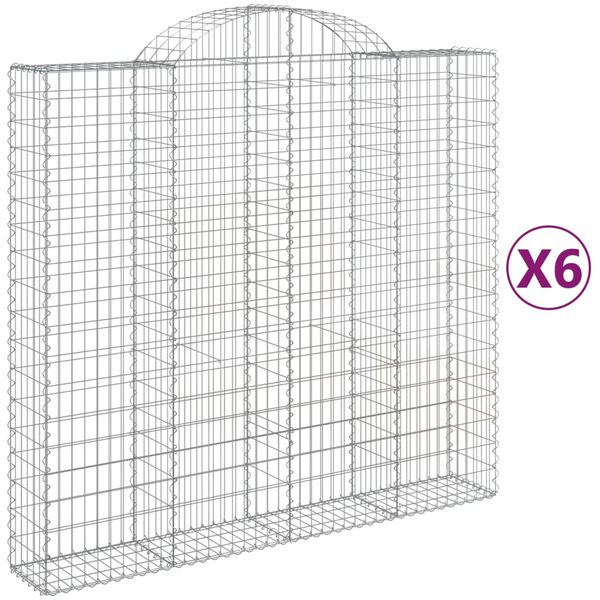 vidaXL Arched Gabion Baskets 6 pcs 200x50x180/200 cm Galvanised Iron