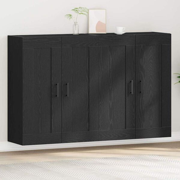 vidaXL Wall-mounted Cabinet 2 pcs Black Oak 69.5 x 34 x 90 cm