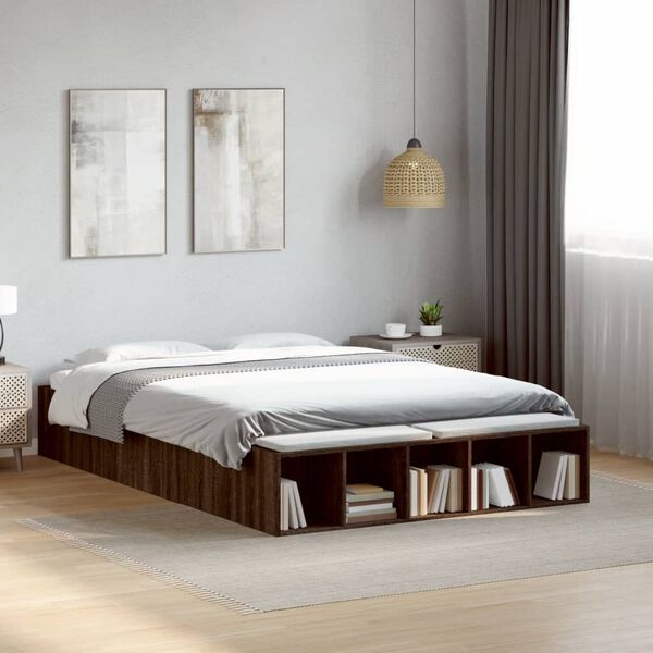 vidaXL Bed Frame without Mattress Brown Oak 120x200 cm