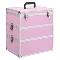 vidaXL Make-up Case 37x24x40 cm Pink Aluminium