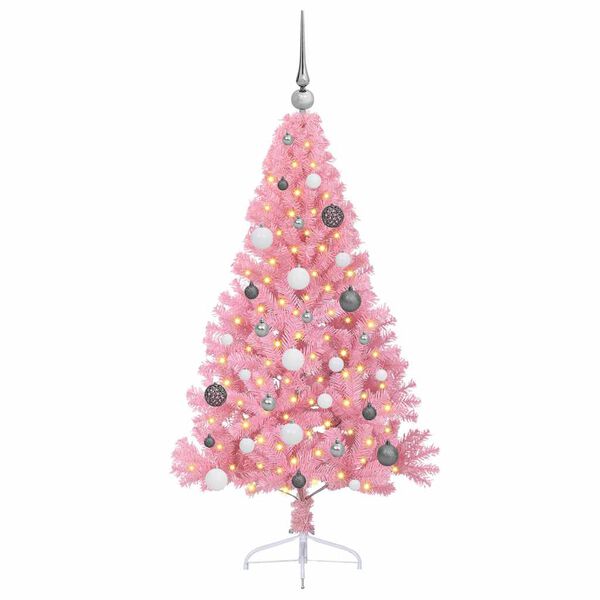 vidaXL Artificial Pre-lit Christmas Tree with 150 LEDs Pink 150 cm PVC